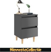 Luxe Scandinavische houten nachtkastjes set van 2 hoogglans grijs - nachtkastje - 2 stuks - slaapkamer - industrieel - modern - meubels - Nieuwste Collectie