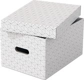 Esselte Home Boîte de rangement moyenne durable avec couvercle, Set de 3 pièces - Carton 100 % recyclé et 100 % recyclable - Wit