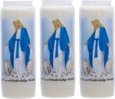 3x stuks maria kaarsen in houder 9-dagen brander 18 cm Religieus thema