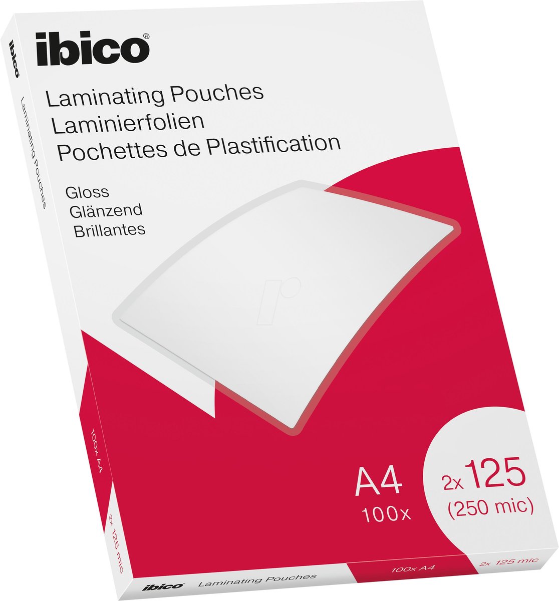Ibico Lamineerhoezen - voor A4 Documenten - 2 x 125 Micron -  100 stuks - Glanzend