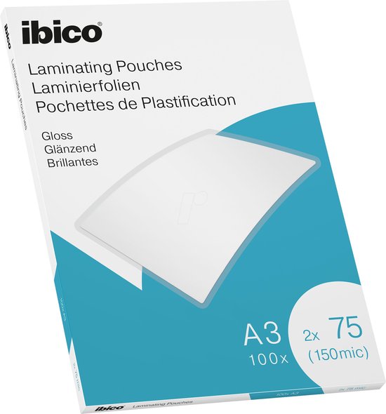 Foto: Ibico lamineerhoezen voor a3 documenten 2 x 75 micron 100 stuks glanzend