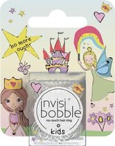 Pack de suspension pour enfants Invisibobble Princess avec autocollant Bande de caoutchouc (Argent)