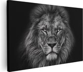 Artaza Canvas Schilderij Leeuw - Leeuwenkop - Zwart Wit - 120x80 - Groot - Foto Op Canvas - Wanddecoratie Woonkamer