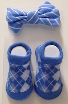 Baby 2-delige set Vlinderstrik + Sokjes kleur blauw 3-6 maanden (vlinderstrik niet geschikt onder 3 maanden)Ensemble 2 pièces bébé Noeud papillon + Chaussettes couleur bleu 3-6 mois (Noeud pa