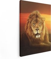 Artaza Canvas Schilderij Leeuw In De Savanne - Zonsondergang - 60x80 - Foto Op Canvas - Canvas Print