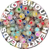 Fako Bijoux® - Letterkralen Rond - Hartjes Kralen - Acryl - Sieraden Maken - 7mm - 250 Stuks - Glow
