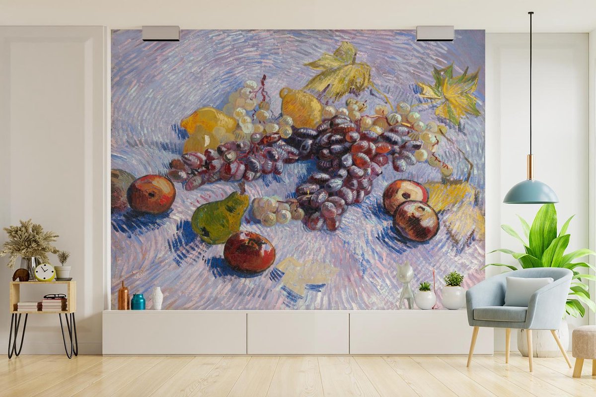 Behang - Fotobehang Stilleven van fruit - Vincent van Gogh - Breedte 265 cm x hoogte 220 cm