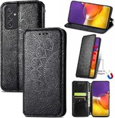 Voor Galaxy A82 5G/Quantum 2 Bloeiende Mandala Reliëf Patroon Magnetische Horizontale Flip Lederen Case met Houder & Kaartsleuven & Portemonnee (Zwart)