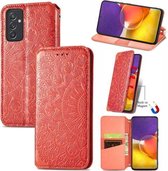 Voor Galaxy A82 5G/Quantum 2 Bloeiende Mandala Reliëfpatroon Magnetische Horizontale Flip Lederen Case met Houder & Kaartsleuven & Portemonnee (Rood)