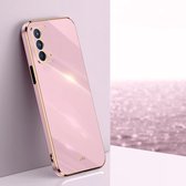 Voor OPPO A93 XINLI Rechte 6D Plating Gouden Rand TPU Schokbestendige Hoes (Cherry Purple)