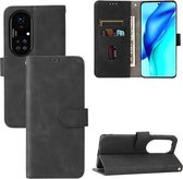 Voor Huawei P50 Effen Kleur Huid Voelen Magnetische Gesp Horizontale Flip Kalf Textuur PU Lederen Case met Houder & Kaartsleuven & Portemonnee (Zwart)