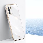 Voor OPPO Reno6 Pro 5G XINLI Rechte 6D Plating Gouden Rand TPU Schokbestendig Hoesje (Wit)