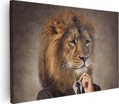 Artaza - Peinture sur toile - Lion en costume - Tête de lion - 90x60 - Photo sur toile - Impression sur toile