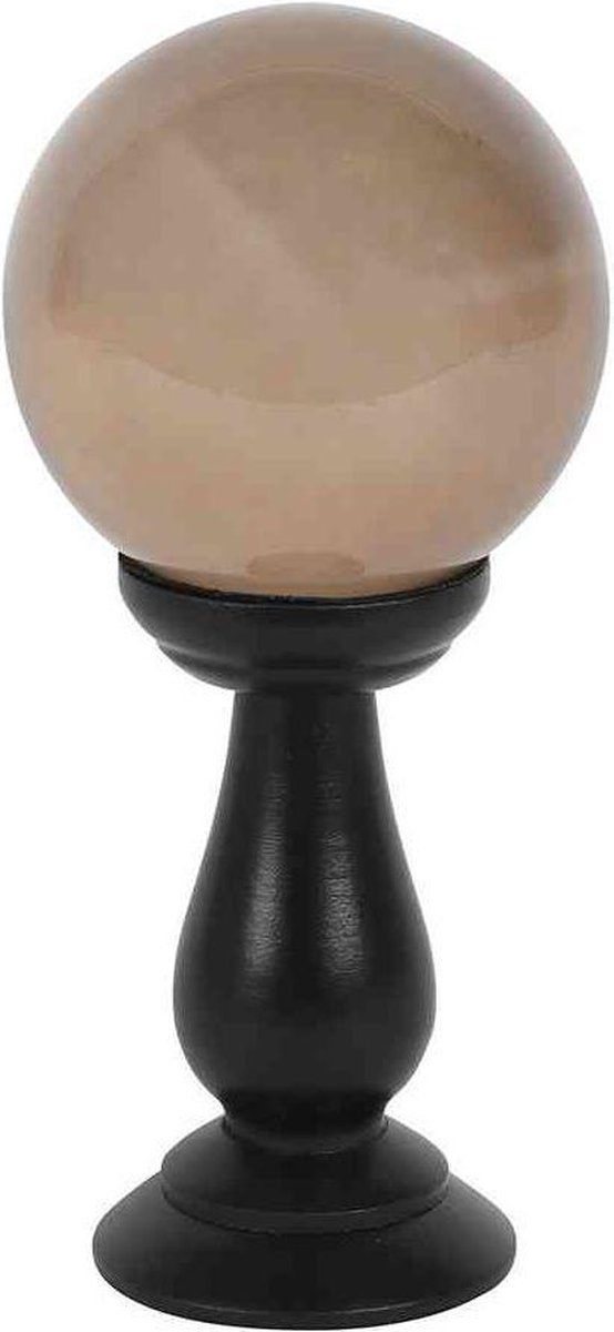 Something Different Kristallen bol Smoke Grey Small on Wooden Stand - Doorsnede 9cm - Grijs