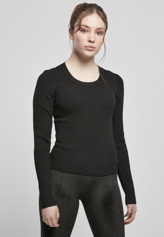 Urban Classics Sweater/trui Wide Neckline Zwart