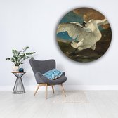 KEK Original - Oude Meesters - De bedreigde Zwaan - wanddecoratie - 100 cm diameter - muurdecoratie - Dibond 3mm -  schilderij - muurcirkel