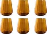 Livellara RINASCIMENTO Set van 6 GLAZEN | Waterglazen 400 ML | Stijlvol Design | Hoge Kwaliteit Glas | Kleur: Amber