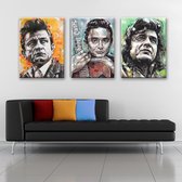 Johnny Cash - 3 Canvasdoeken - 50 x 70 cm