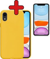 Hoesje Geschikt voor iPhone XR Hoesje Siliconen Case Hoes Met Screenprotector - Hoes Geschikt voor iPhone XR Hoes Cover Case - Geel
