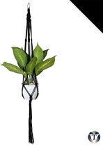 Plantenhanger Macramé | Zwart | 100% Katoen | Diverse Kleuren | Plantenpot Ophangen | 100 cm | Macramé Koord | Binnen & Buiten | Plantenhanger | Macramé | Planten |Bloempot Ophangen | TheOldOmen |