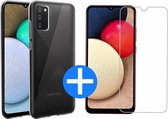 Samsung A02s / A03s hoesje transparant doorzichtig case + Samsung A03s screenprotector - Samsung A02s / A03s gehard glas - Samsung A03s bescherm glas - Samsung A02s glasprotector