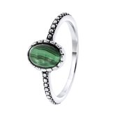 Lucardi Dames Ring met Gemstone malachite - Ring - Cadeau - Echt Zilver - Zilverkleurig