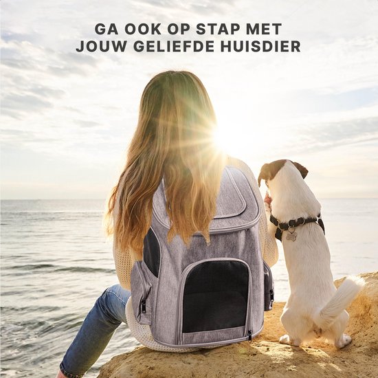 Jake and Jacky Hondenrugzak - Hondentas - Draagzak Hond - Honden Draagtas - Katten Rugzak - Reistas Kat - Tot 8kg - Grijs