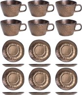 Ensemble de tasses et soucoupes GLAMOMAX Copernico - Set à café - 6 + 6 tasses à café et soucoupes - Koper - Marron - Va au lave-vaisselle