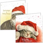 Francien Katten kerstkaarten - mapje met 4x5 stuks- set 1