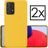 Hoes Geschikt voor Samsung A72 Hoesje Cover Siliconen Back Case Hoes - Geel - 2x