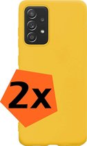 Hoesje Geschikt voor Samsung A52 Hoesje Siliconen Cover Case - Hoes Geschikt voor Samsung Galaxy A52 Hoes Back Case - 2-PACK - Geel