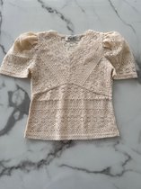 T-Shirt voor meisjes met kant "Zandkleur" in de maten 104/4 t/m 164/14