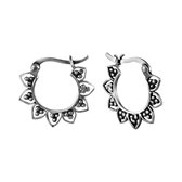Zilveren oorbellen | Oorringen| Zilveren oorringen, bloemvorm