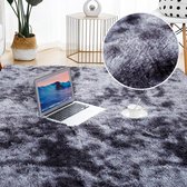 Groot en zacht tapijt - Mooi pluche vloerkleed - hoogpolig - velvet - anti-slip bodem - 160x200cm - Donkergrijs