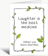 Laughter is the best medicine - Wenskaart met envelop - Grappige teksten - Engels - Motivatie - Wijsheden