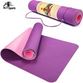 MJ Sports Premium Yoga Mat - Sport Mat - Pilates - Fitness - Anti Slip - Extra Dik (6 mm) - Inclusief Draagkoord - Paars
