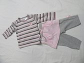 dirkje , fille , ensemble , tshirt jupe legging , rose / gris , 3 mois 62