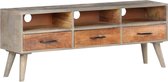 Tv meubel 130x35x51 cm grijs massief ruw mangohout