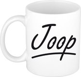 Joop naam cadeau mok / beker met sierlijke letters - Cadeau collega/ vaderdag/ verjaardag of persoonlijke voornaam mok werknemers