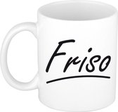 Friso naam cadeau mok / beker met sierlijke letters - Cadeau collega/ vaderdag/ verjaardag of persoonlijke voornaam mok werknemers