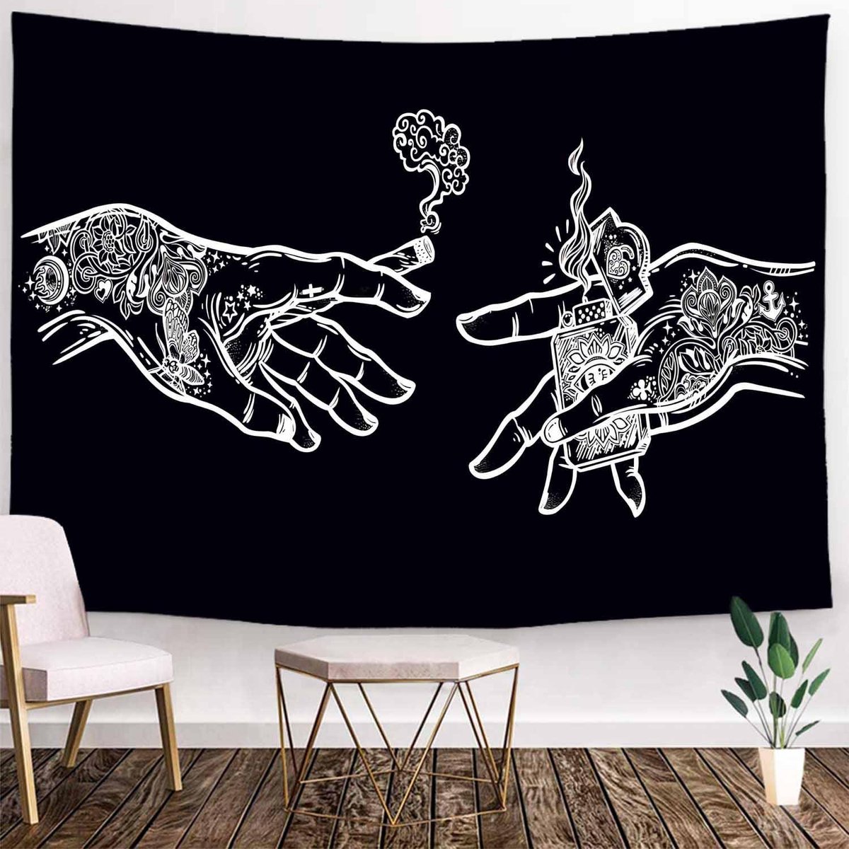 Ulticool Wandkleed 200x150 cm Henna Tattoo voor Binnen - Wandtapijt Wanddoek Stof Poster Backdrop Frame Decoratie Woonkamer Accessoires
