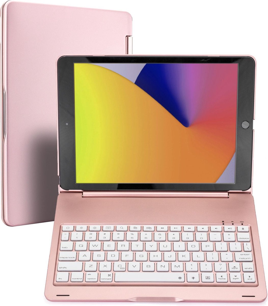 iPad 10.2 Toetsenbord Hoes 2020 iPad 8 Keyboard Case Book Cover - Roze