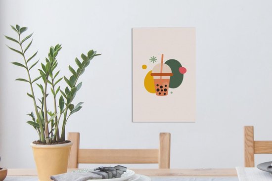 Toile Peinture Été - Couleurs - Bubble Tea - 20x30 cm - Décoration murale