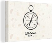 Canvas schilderij 140x90 cm - Wanddecoratie Quotes - Spreuken - 'Welcome home' - Thuis - Muurdecoratie woonkamer - Slaapkamer decoratie - Kamer accessoires - Schilderijen