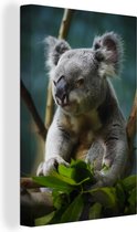 Canvas Schilderij Koala - Eucalyptus - Bladeren - 40x60 cm - Wanddecoratie