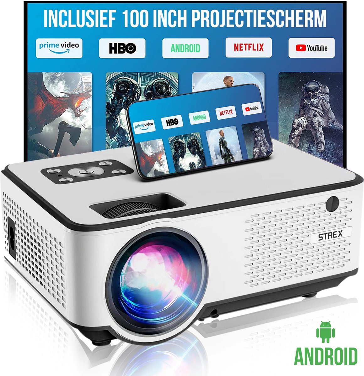 iMoshion Mini-projecteur - Mini-vidéoprojecteur WiFi - 3400 lumens - Gris