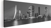 Artaza Canvas Schilderij Rotterdam Skyline - Zwart Wit - 60x20 - Klein - Schilderijen Woonkamer - Muurdecoratie Slaapkamer - Wanddecoratie