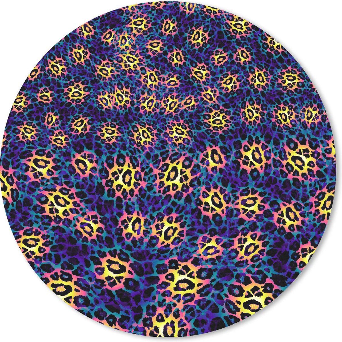 Muismat rond 20x20 cm - Mousepad Luipaard - Patronen - Blauw - Ronde muismatten