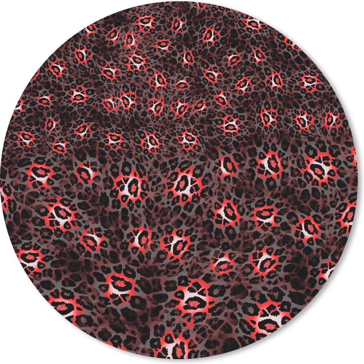 Muismat rond 20x20 cm - Mousepad Luipaard - Rood - Patronen - Ronde muismatten