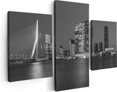 Artaza - Triptyque de peinture sur toile - Skyline de Rotterdam - Zwart Wit - 90x60 - Photo sur toile - Impression sur toile